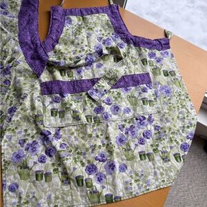 Matching Floral Apron with Purple Accents